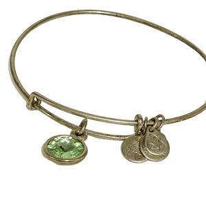 Alex & Ani Silver‎ Metal Birthstone Charm Bracelet Peridot August Jewelry